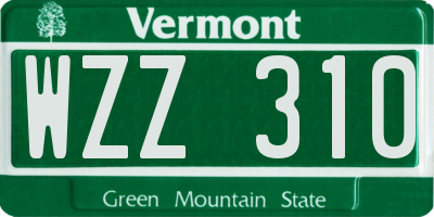 VT license plate WZZ310