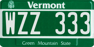 VT license plate WZZ333