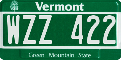 VT license plate WZZ422