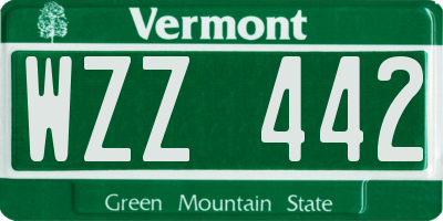 VT license plate WZZ442