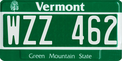 VT license plate WZZ462
