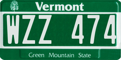 VT license plate WZZ474