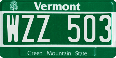 VT license plate WZZ503