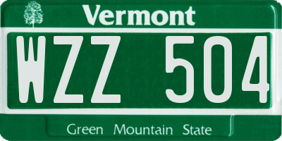 VT license plate WZZ504