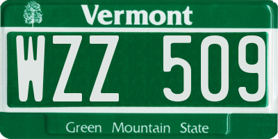 VT license plate WZZ509