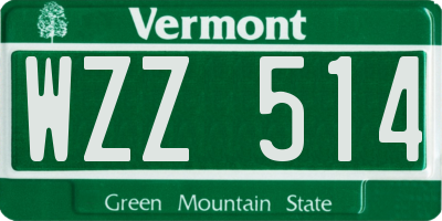 VT license plate WZZ514