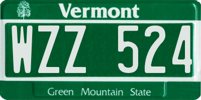 VT license plate WZZ524