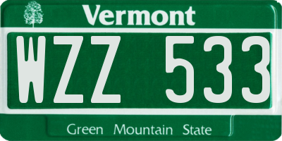 VT license plate WZZ533