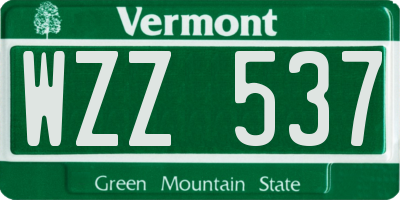 VT license plate WZZ537