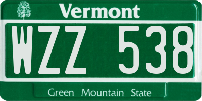 VT license plate WZZ538