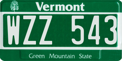 VT license plate WZZ543