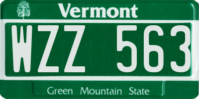VT license plate WZZ563