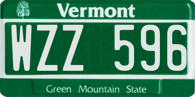 VT license plate WZZ596