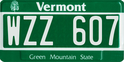VT license plate WZZ607
