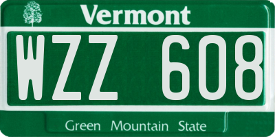 VT license plate WZZ608