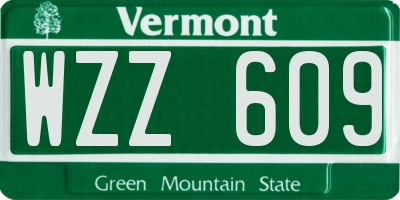 VT license plate WZZ609