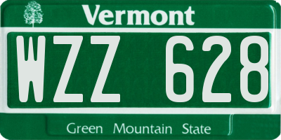 VT license plate WZZ628