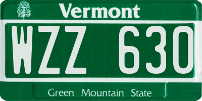 VT license plate WZZ630