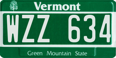 VT license plate WZZ634