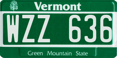 VT license plate WZZ636