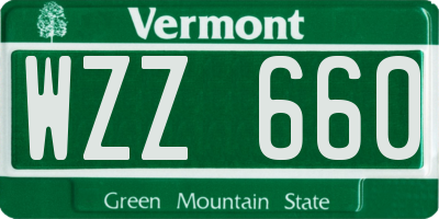 VT license plate WZZ660