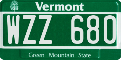 VT license plate WZZ680