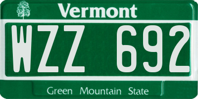VT license plate WZZ692