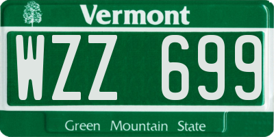 VT license plate WZZ699