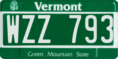 VT license plate WZZ793