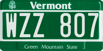 VT license plate WZZ807