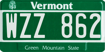 VT license plate WZZ862
