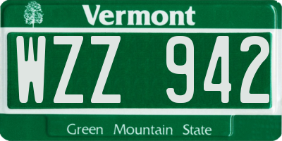 VT license plate WZZ942