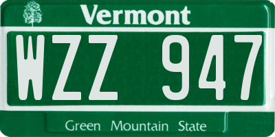 VT license plate WZZ947