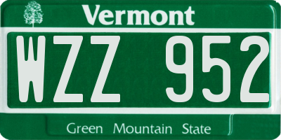 VT license plate WZZ952
