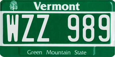 VT license plate WZZ989