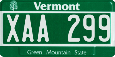 VT license plate XAA299