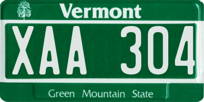 VT license plate XAA304