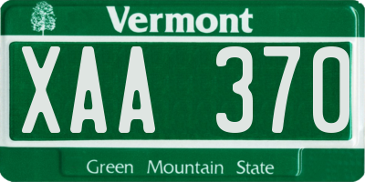 VT license plate XAA370
