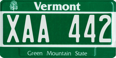 VT license plate XAA442