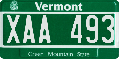 VT license plate XAA493