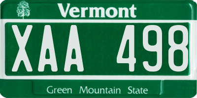 VT license plate XAA498