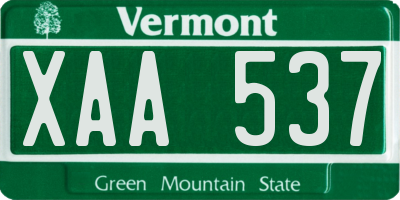 VT license plate XAA537