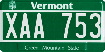 VT license plate XAA753