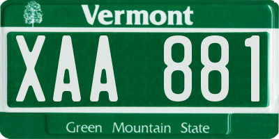 VT license plate XAA881