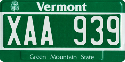 VT license plate XAA939