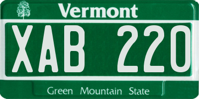 VT license plate XAB220