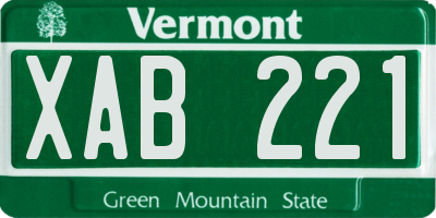 VT license plate XAB221