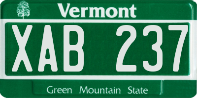 VT license plate XAB237
