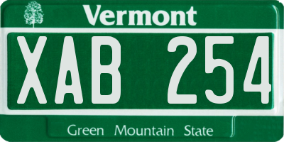 VT license plate XAB254