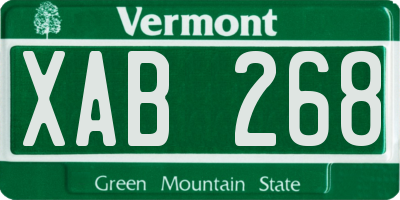 VT license plate XAB268